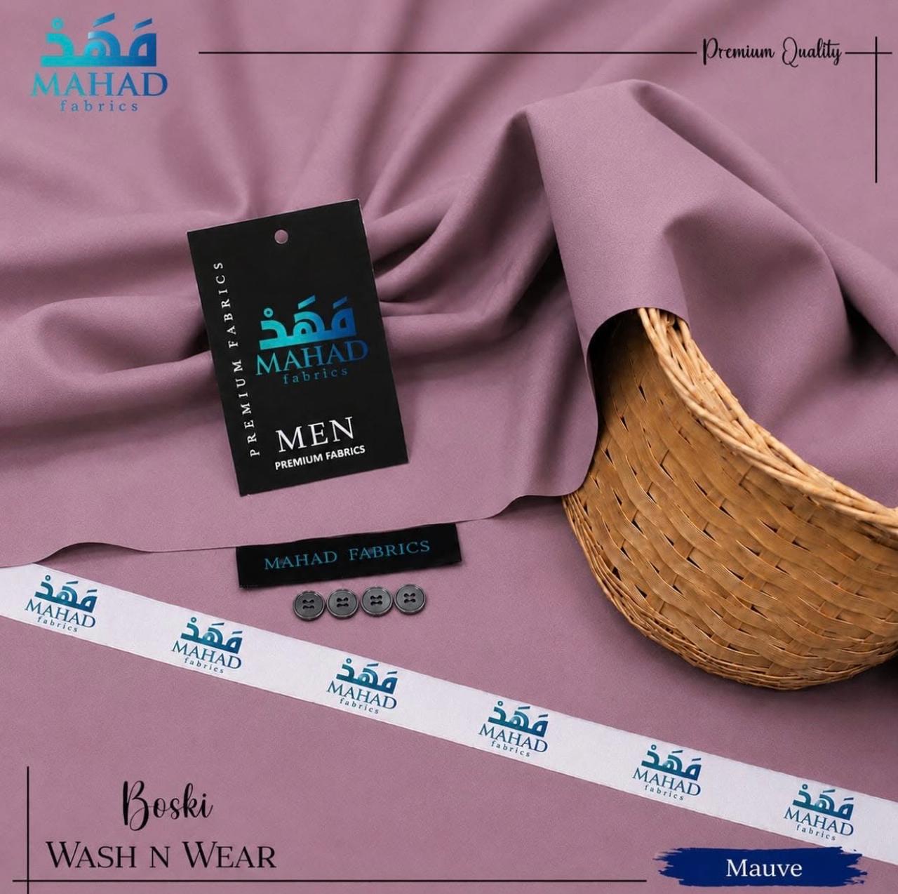 Mahad Fabrics Boski Wash & Wear – Mauve | Premium Men's Unstitched Suit