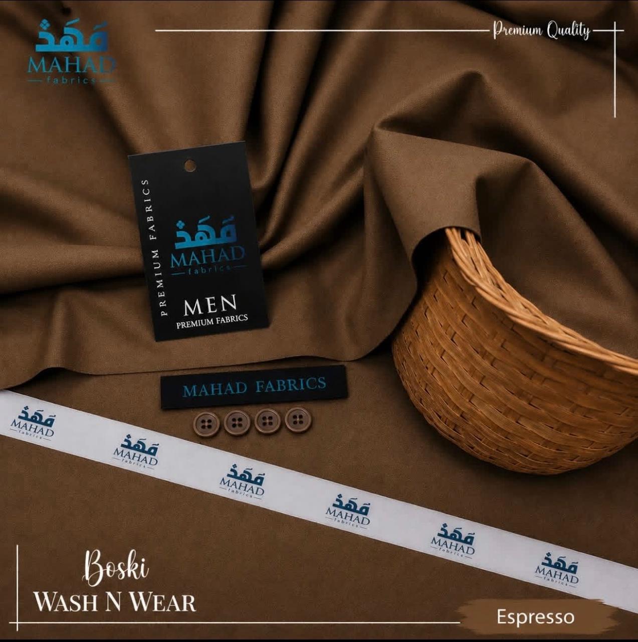Mahad Fabrics Boski Wash & Wear – Espresso | Premium Men's Unstitched Suit