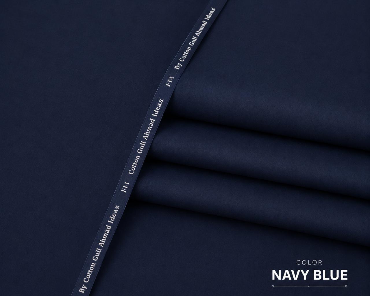 Mahad Fabrics Premium Cotton – Navy Blue | Men's Unstitched Suit