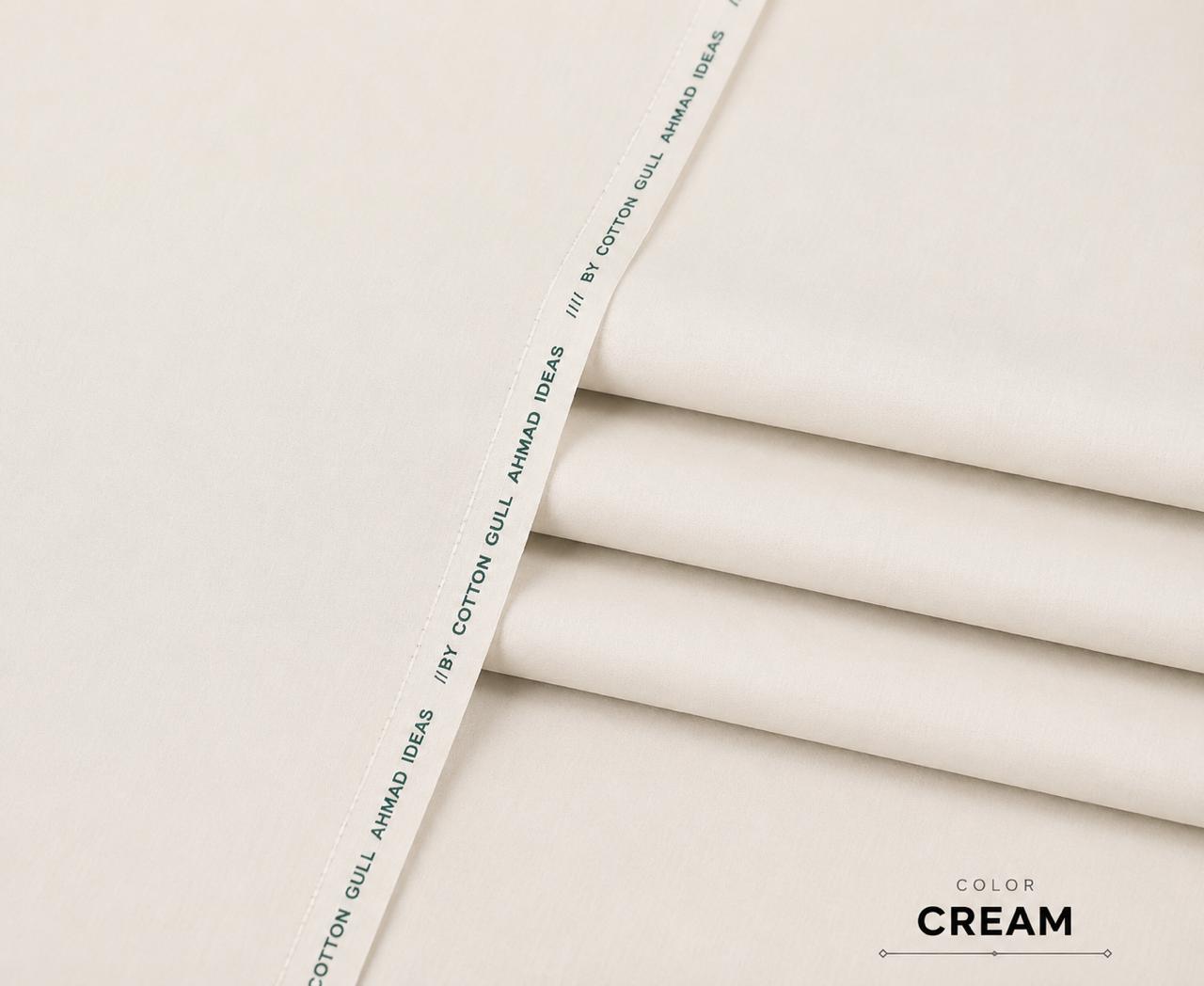 Mahad Fabrics Premium Cotton – Cream | Men's Unstitched Suit