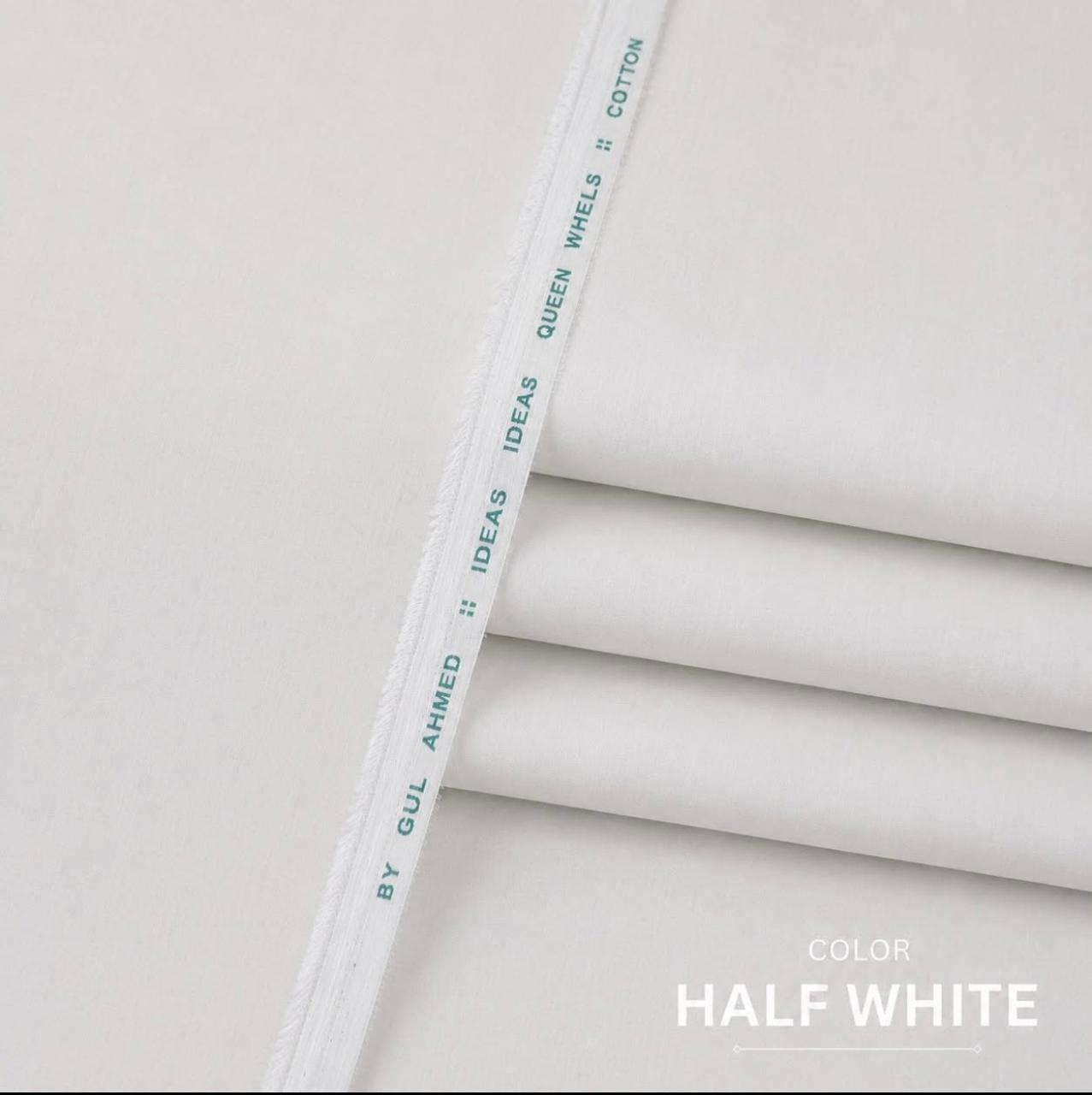 Mahad Fabrics Premium Cotton – Half White | Men's Unstitched Suit